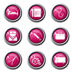 Hospital Health Pink Vector Button Icon Design Set