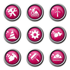 Construction Tools Pink Vector Button Icon Design Set 2