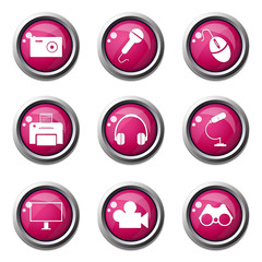 Electronic Equipment Pink Vector Button Icon Design Set