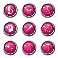 Science Instruments Pink Vector Button Icon Design Set