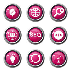 SEO Internet Sign Pink Vector Button Icon Design Set 2