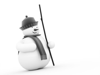 Snowman rendered isolated on white