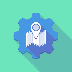 Long shadow gear icob with a map