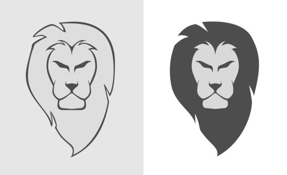 Lion head simple logo vector illustration in two styles