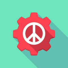 Long shadow gear icon with a peace sign