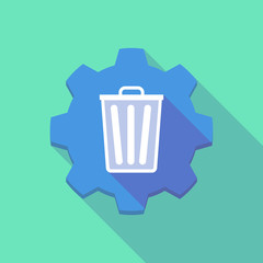 Long shadow gear icon with a trash can