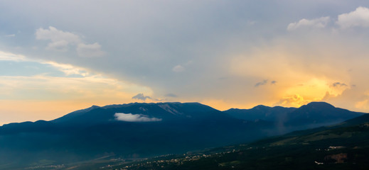 Fototapeta na wymiar Sunset view on mountain in Crimea
