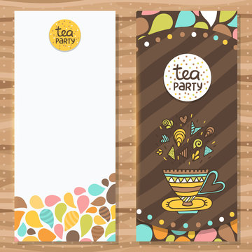 Tea Party Brochure Template. Cute Flyer Design.