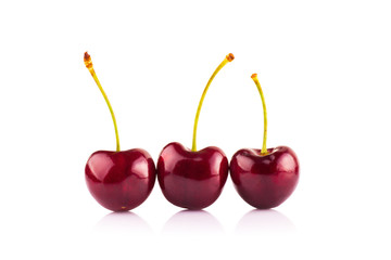 Sweet cherry isolated on white