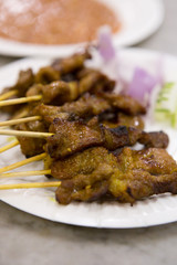 Pork Satay served with Peanut Sauce Asian food