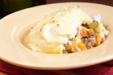 Comfort Food - Shepard's Pie topped with mashed potatoes. 
