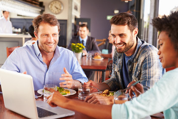 Group of friends at lunch in a restaurant