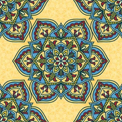 Papier Peint photo Lavable Tuiles marocaines Mandala fleur de cercle