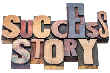 success story wood type typography