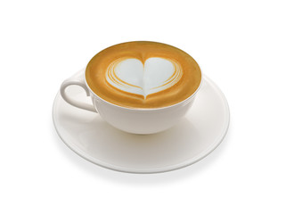 Latte art , coffee isolated on white background