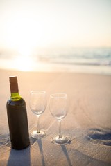 bottle of vine with two glass