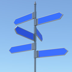 Metal pillar with signposts directions