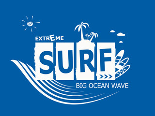 Extrime summer surfing, T-shirt graphics.