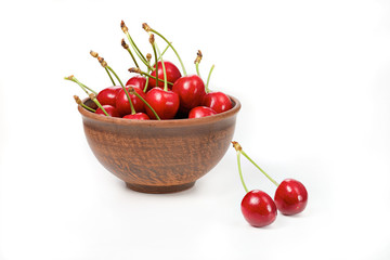 red cherries in a bowl