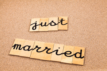 Words formed from small pieces of wood, just married