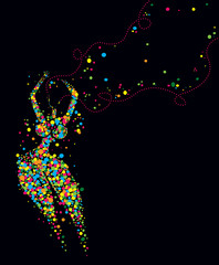 Sexy woman made of colored dots