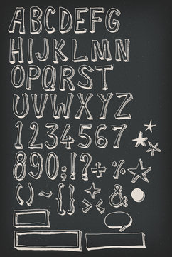 Doodle Complete Alphabet Set On Chalkboard