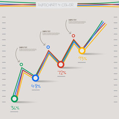 infographic arrow diagram graph chart in 4 color and line spiral. for layout design template

