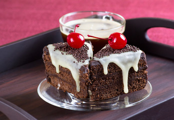 Chocolate cake with coffee