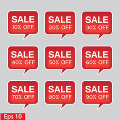  sale red square sticker isolated on grey