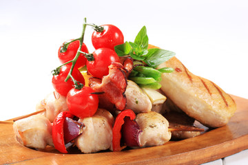 Grilled meat and skewers