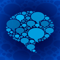 Chat bubble symbol on blue background