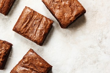 Chocolate brownies isolated