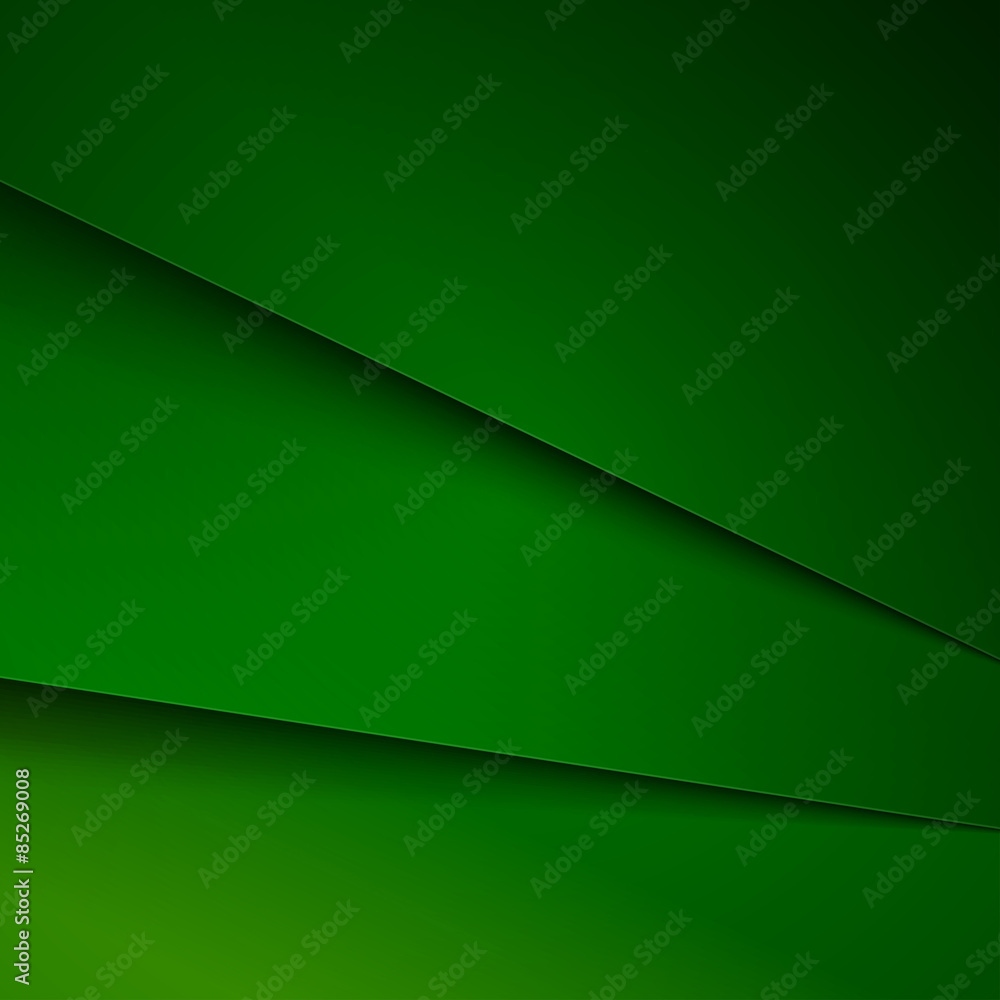 Poster abstract background with green paper layers