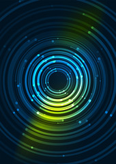 Abstract color glowing lines in dark space with stars and light