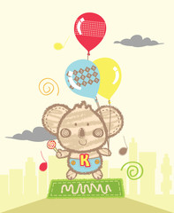 Fototapeta premium Koalas Playing Baloons