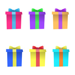 Set of multi-colored gift boxes. Vector
