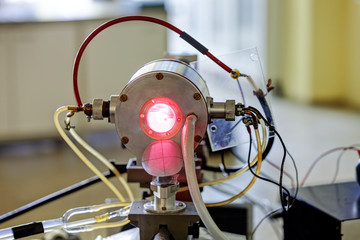 Red laser in laboratory