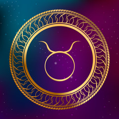 Astrology concept gold horoscope zodiac sign Taurus circle frame