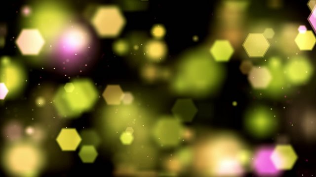 Buntes Sechseckbokeh und Partikel
