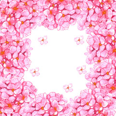 Pink flowers on a white background for wedding card