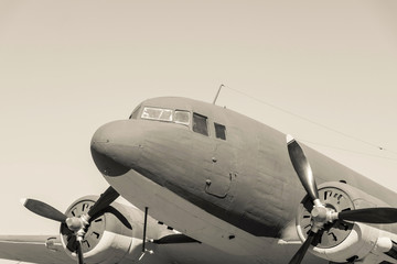 closeup part retro plane of beige tone