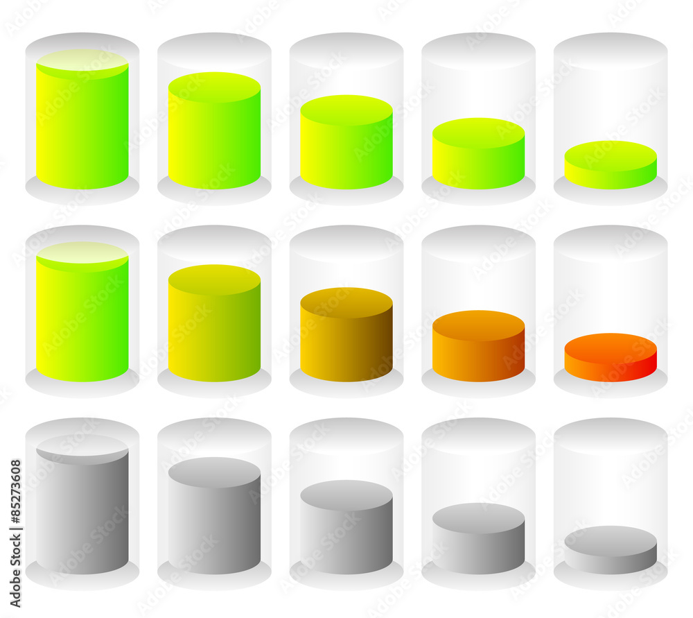 Poster Cylindrical graphics for levels, fullness concepts. Progress ind