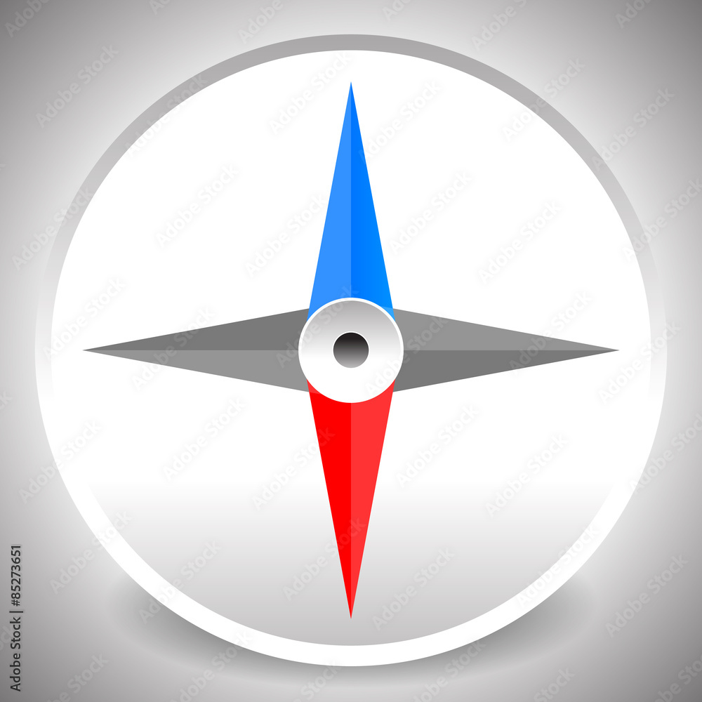 Poster compass icon, dial of a compass with 4-way pointers. vector.
