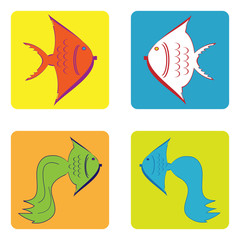 Naklejka premium monochrome icon set with fish