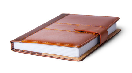 Closed notebook in leather cover