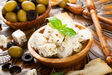 Cubed feta cheese with olives © Iryna Melnyk