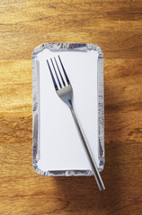 Takeaway tray and fork