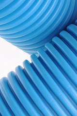 Blue curvilinear tubes for industry