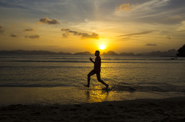 people greeted the dawn on the beach