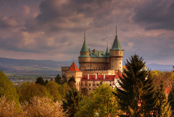 Fototapeta premium Romantic castle Bojnice during the sunfall, Slovakia